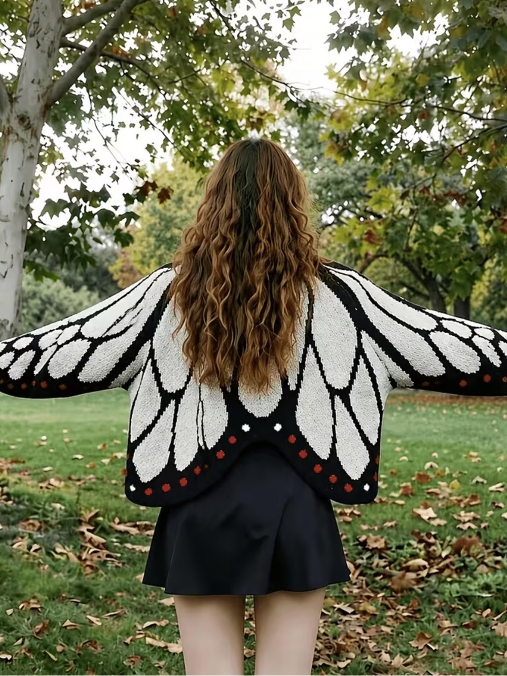 Music Festival Autumn Winter New French Elegant Short Cardigan, Butterfly Wing
